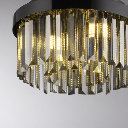 Okrągła czarna lampa sufitowa 30cm ze szklanymi zwisami KULUNKA 4xG9 Just Light 15048-18