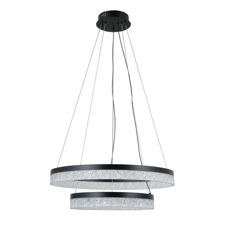 Lampa wisząca dwa czarne pierścienie z akrylowym kloszem LED Italux PND-34533-2L-BK