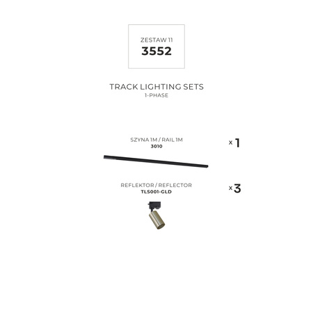 Zestaw szynoprzewód szyna jednofazowa 1metr plus 3 reflektory GU10 Zuma Line 3552