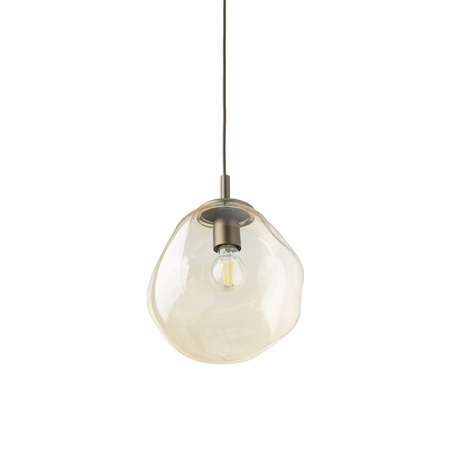Lampa wisząca koniakowy szklany zniekształcony klosz 25cm LAVA M BROWN 1xE27 Tk Lighting 11326