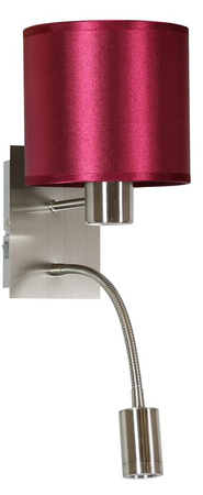 SYLWANA LAMPA KINKIET 1X40W E14 + LED Z WYŁĄCZNIKIEM SATYNA NIKIEL / BURGUND CIEMNY Candellux 21-29416