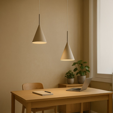 Lampa wisząca metalowa stożkowa kaszmirowa CAPITAL TAUPE Ø17cm 1xGX53 Milagro MLP2468