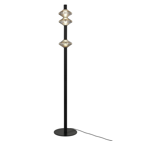 Czarna lampa podłogowa ryflowana tuba ze szklanymi kloszami Padre 19W LED Milagro ML2802