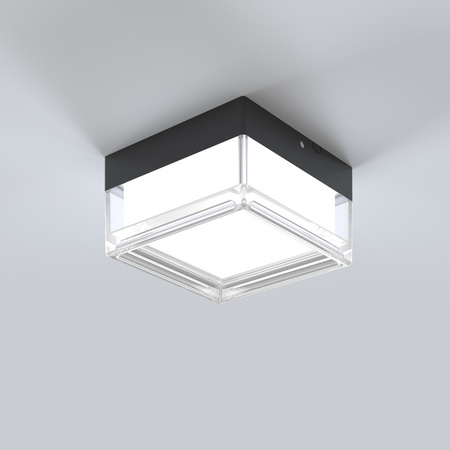Czarny kwadratowy mały plafon 13cm do łazienki IP65 LED wybór barwy światła Nefis Italux PLF-53628-BK