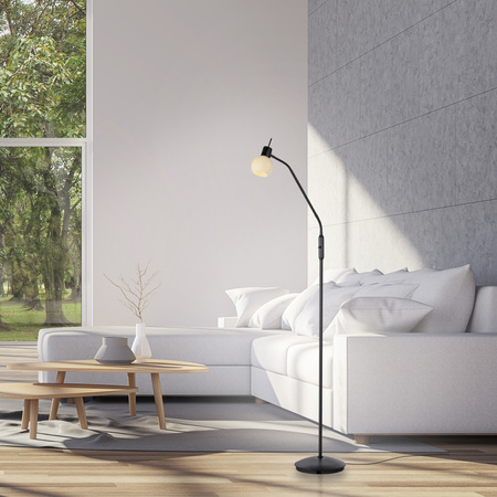 Czarna lampa podłogowa z giętkim ramieniem LOKI 1xE14 Just Light 12157-18