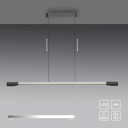 Liniowa lampa wisząca LED 3000K w kolorze antracytowym + aluminium HOOP Paul Neuhaus 2732-33 z wbudowanym ściemniaczem