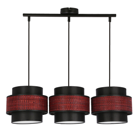 TOSCANA LAMPA WISZĄCA CZARNY 3X60W E27 ABAŻUR BORDOWY+CZARNY Candellux 33-23988