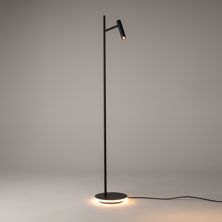 Prosta metalowa lampa podłogowa z kierunkowym reflektorem LED oraz podświetlaną podstawą 3000K Estudo Z010FL-L8B3K Maytoni