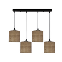 LEGNO LAMPA WISZĄCA CZARNY 15 4X40W E27 ABAŻUR ORZECHOWY Candellux 34-18366