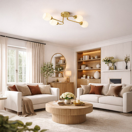 Lampa sufitowa złota 4-punktowa zygzak z białymi kloszami KING GOLD 4xE27 Milagro ML2757