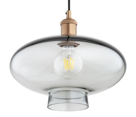 Lampa wisząca w kolorze miedzianym szklany dymiony klosz o średnicy 30cm TRESCO Argon 8981
