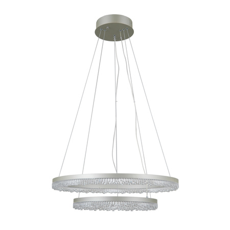 Lampa wisząca dwa srebrne ringi LED zmiana barwy światła Barlo Italux PND-34526-2L-SILV