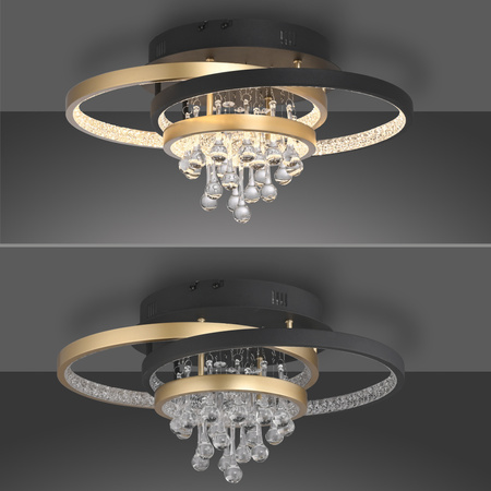 Lampa sufitowa LED 3000K 2 Pierścienie z kryształami ROTAZO Paul Neuhaus 6267-68 funkcja śćiemniania
