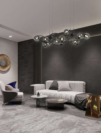 Lampa wisząca NANCY 14 czarny chrom Wofi Premium 7014-1405