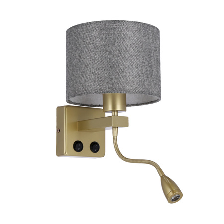 POLO LAMPA KINKIET ZŁOTY 1X40W E27 + 2W LED ABAŻUR OKRĄGŁY SZARY  Candellux 21-20253