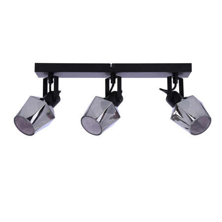 Randi lampa sufitowa listwa czarny matowy 3x15w e14 klosz dymiony Candellux 93-13378