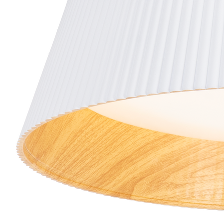 Biały karbowany plafon o średnicy 46cm z imitacją drewna Fabio Maxlight C0283