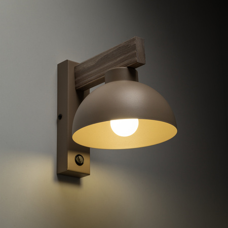 Drewniany kinkiet z metalowym kloszem w kolorze beżowym OSLO SABIA 1xE27 Tk Lighting 11009