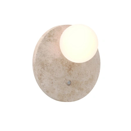 Okrągły kinkiet z kremowego trawertynu + szklana kula Maxlight W0426 Lando