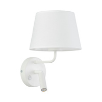 Biały kinkiet z abażurem i dodatkową lampką do czytania MAJA WHITE 1XE27 1XG9 Tk Lighting 11393