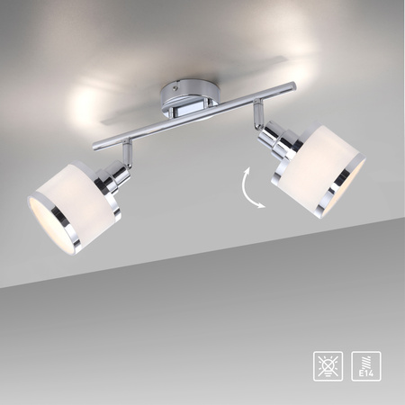 Listwa sufitowa chrom z dwoma szklanymi kloszami ACCOR 2xE14 Just Light 15372-17