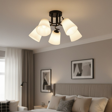 Stylowa czarna pięcopunktowa lampa sufitowa Pafos Black 5xE27 Milagro ML2258