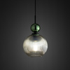 Lampa wisząca karbowany szklany koniakowy klosz z dodatkową zieloną małą kulą SOPHIA BIG GREEN COGNAC 1xE27 Tk Lighting 10930