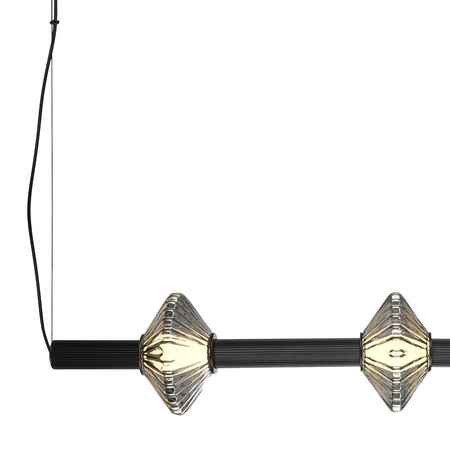 Lampa wisząca czarna ryflowana pozioma tuba i szklane klosze Padre 18W LED Milagro ML2798