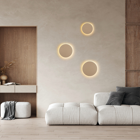 Płaski okrągły kinkiet 30cm w kolorze beżowym podświetlający ściane LUNA SABIA 3xG9 LED MAX 8W Tk Lighting 10624