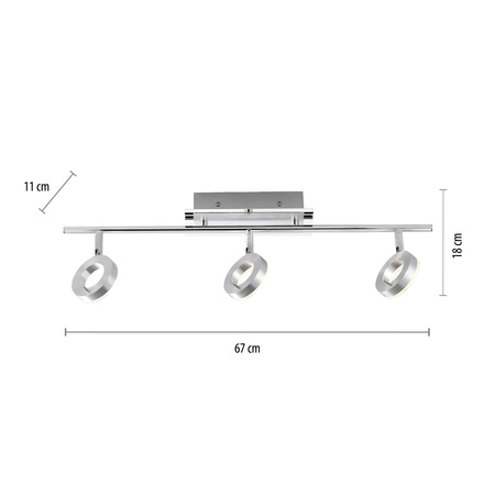 Potrójna lampa listwa sufitowa do łazienki w kolorze aluminium LED 3000K IP44 SILEDA Paul Neuhaus 6785-96