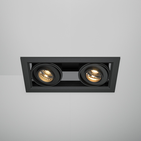 Podwójna czarna oprawa podtynkowa LED 3000K Metal Modern DL093-02-10W3K-B Maytoni