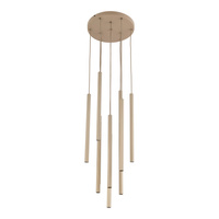 Lampa wisząća dziesięć ryflowanych cienkich rurek FERRO SABIA CHAMPAGNE 10XG9 KOŁO Tk Lighting 11494