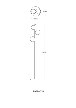 Złota lampa podłogowa z trzema szklanymi kulami FORES 3xG9 Zuma Line F0574-03N-V6AA
