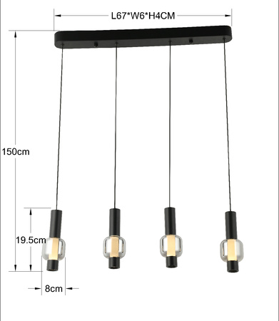 Lampa wisząca czwórka prosta RONDA  Aviano Lighting 7224-0410 