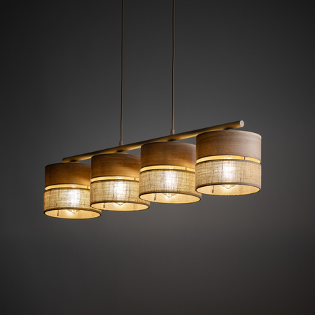 Lampa wisząca cztery abażury z juty DORMA WOOD JUTA 4xE27 Tk Lighting 11789