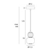 Lampa wisząca pojedyńcza opalowy klosz z ryflowaną jasnoszarą ozdobną kulą Modern 5W Maxlight P0624