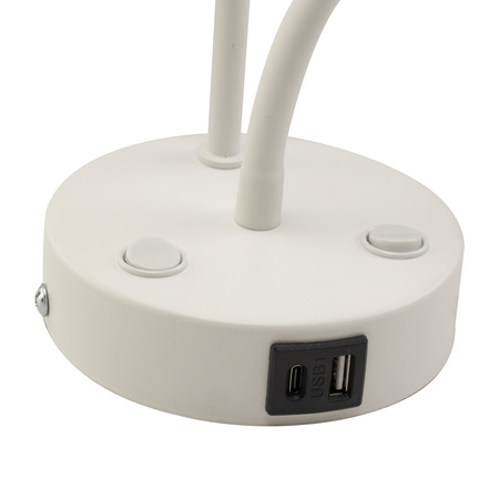 MAJA WHITE KINKIET 2 E27 + G9 + USB TK Lighting 10204