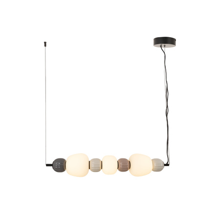  Lampa wisząca pozioma mix trzech opalowych kloszy z dekoracyjnymi kulami w różnych kolorach LED 3000K Modern 28W Maxlight P0630