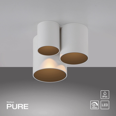 LAMPA SUFITOWA trzy metalowe białe tuby LED 2700K PURE POINT Paul Neuhaus 6750-16