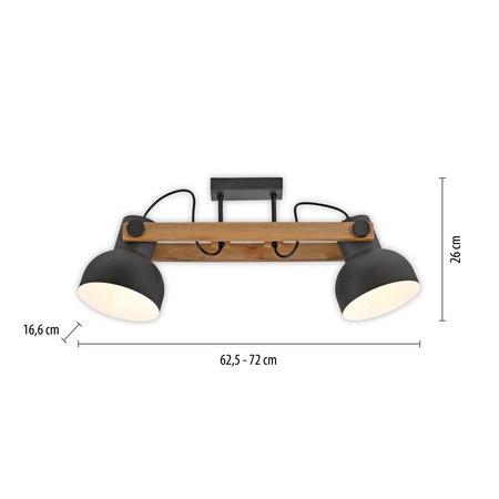 Lampa sufitowa drewniana z dwoma metalowymi kloszami CUP 2.0 2xE27 Just Light 15744-18