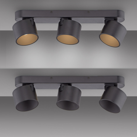 Czarna podłużna lampa sufitowa trzy tuby LED 2700K PURE CUP Paul Neuhaus 6227-18