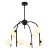Lampa wisząca Celine ośmiopunktowa czarna z białymi kloszami Italux MDM-3800/8 BK+W
