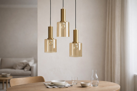 Potrójna lampa wisząca z kloszami nad okrągły stół AIGO Kaja Lighting K-5878