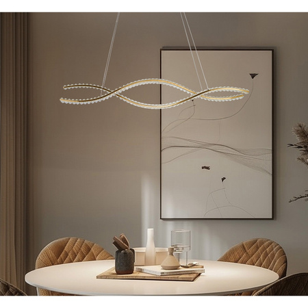 Lampa wisząca fala ze szklanymi kryształkami SPARK WAVES PENDANT 120 CCT DIMM GO + REMOTE CONTROL AZZARDO AZ6563 sterowana pilotem