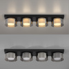  Prostokątna czarna lampa sufitowa 70cm x 15cm z czterema kloszami RIKA LED 3000K z funkcją ściemniania  Paul Neuhaus 6164-18