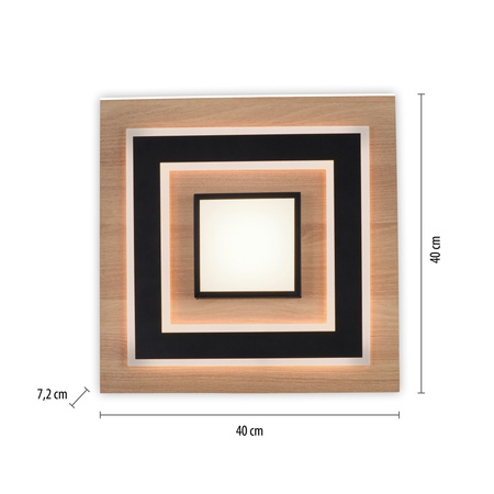 Kwadratowa lampa sufitowa 40cm drewniana TOLA LED 3000K Just Light 14563-18