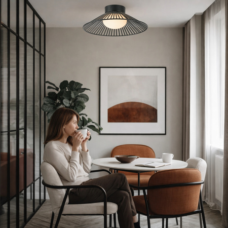 Czarna okrągła druciana lampa sufitowa ze szklanym wewnętrznym kloszem SONTE 40 cm 1xGX53 Candellux Studio 31-50946