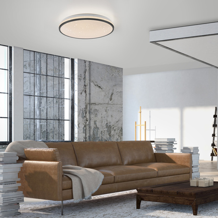 Okrągła lampa sufitowa 38cm z czarną obramówką z funkcją SwitchMo KYLE LED 3000K Just Light 14294-18
