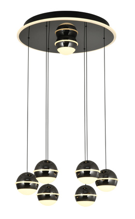 Lampa wisząca siódemka okrągła Biarritz czarny chrom Aviano Lighting 5047-805