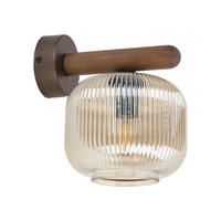 Kinkiet drewniany z koniakowym szklanym kloszem SALVIA BROWN 1xE14 Tk Lighting 11067